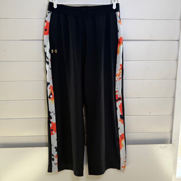 Under Armour Track Pants Recover Upstream Side Snap Womens XL Black Loose - Picture 2 of 8
